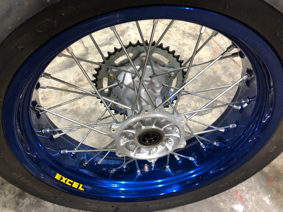 2020 DRZ400SM SuperMoto BLUE Excel REAR wheel rim straight with sprocket Tire