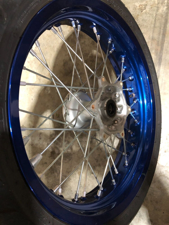 2020 DRZ400SM SuperMoto BLUE Excel FRONT wheel rim straight with Tire  WOW LOOK