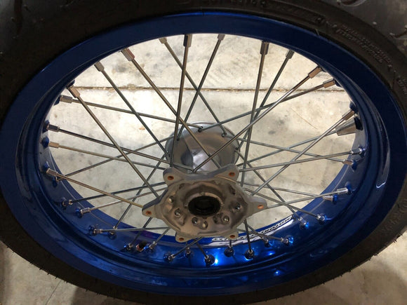 2019 DRZ400SM SuperMoto BLUE Excel FRONT wheel rim straight with Tire  WOW LOOK