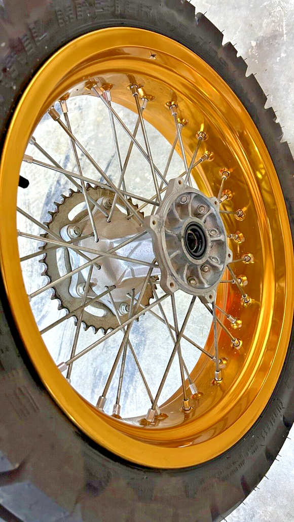 2016 DRZ400SM SuperMoto Gold Excel REAR wheel rim 981 miles wow  sprocket Tire