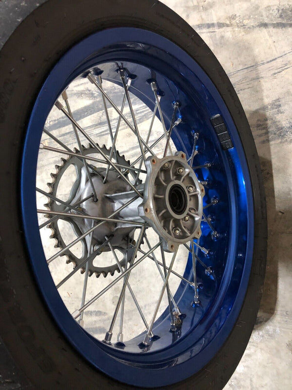 2023 DRZ400SM SuperMoto blue Excel REAR wheel rim straight WITH Tire OEM