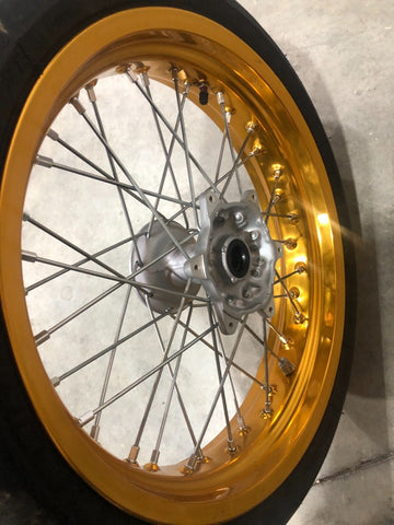 2017 DRZ400SM SuperMotoGOLD Excel FRONT wheel rim straight with Tire  WOW