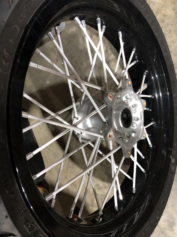 2018 DRZ400SM SuperMoto black Excel FRONT wheel rim straight with Tire  WOW LOOK